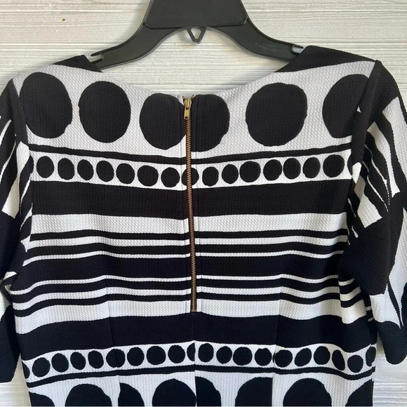 CATO Black White Print Sheath Dress Geometric Print Half Sleeve Size 10 - Picture 8 of 14